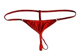 Esquki Mens Cotton Open Crotch Underwear T Back Thong (Red)