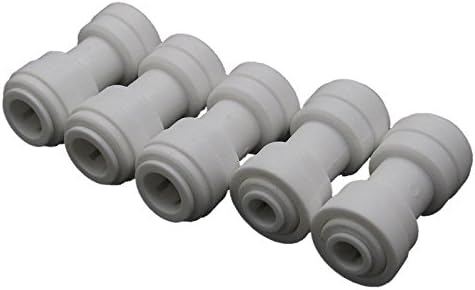 1/4-Inch -3/8-Inch Double Push Straight Water Tube Quick Connect Reverse Osmosis Pack of 5
