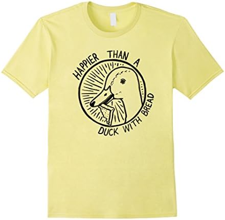Mens Happier Than A Duck With Bread - Funny Cute Novelty Gift Tee Medium Lemon