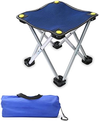Mini Portable Folding Stool with Carry Bag,Square Outdoor Folding Chair for Camping Fishing Travel Hiking Garden Beach, Sturdy Oxford Cloth Quickly-Fold Stool (Blue)