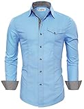 Tom's Ware Mens Inner Plaid Oxford Cotton Button Down Dress Shirts TWNEL565S-319S-BLUE-US XL