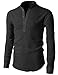 H2H Mens Casual Slim Fit Basic Designed Roll-up Sleeve Popover Henley Shirts