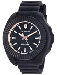 Victorinox Swiss Army Mujeres INOX Correa de goma de acero inoxidable suizo, color negro, 18 relojes casuales