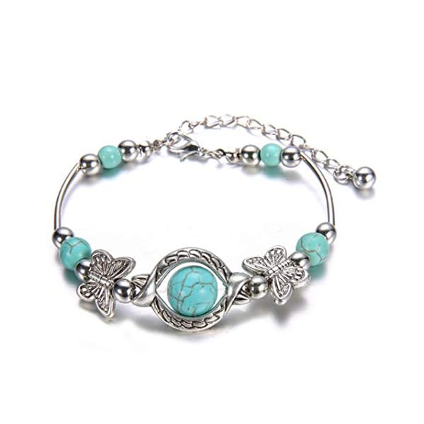 YouCY Creative Ethnic Turquoise Butterfly Bracelet for Women Gift Bracelet Anniversary Christmas Valentine's Day Gifts