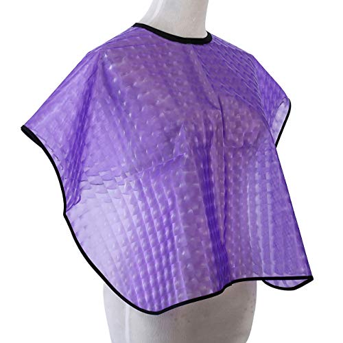 CCbeauty Short Salon Hair Coloring Cape and Reusable Gloves Set, Waterproof Capes for Cutting Styling Shampoo Beauty Makeup Beard Shaving Cloth (Hair Dye Set Purple)