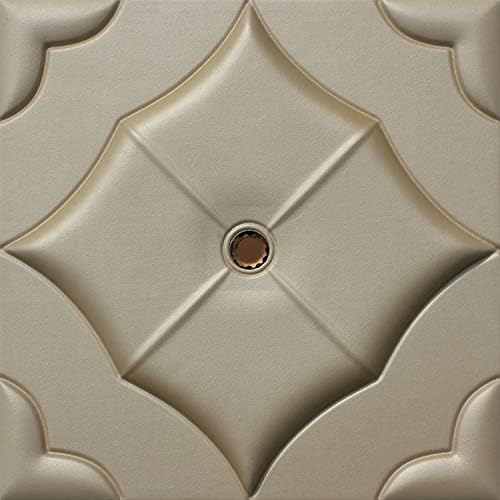 WEDECOR Decorative Anti-shock Soundproofing Carved Faux Leather tile, Soft 3D Wall Panels(Pack of 20) 40x40cm34.44 Sq Ft Grace (Khaki)