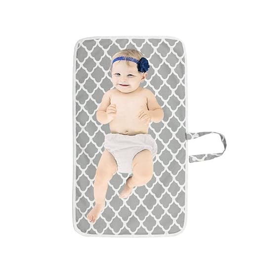 FATASH Portable Baby Diaper Changing Mat, Compact Foldable Design, Waterproof & Easy to Clean, Washable & Reusable, Soft & Comfortable Lightweight Travel Nappy Pad for Newborns & Infant - Cloud Grey