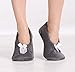 Pembrook Fuzzy Soft Coral Fleece Slippers – Gray - Medium (7-8) – Ballet Style with Non-Skid Sole – Faux Shearling Lining - Great Plush Slip On House Slippers for Adults, Women, Girls
