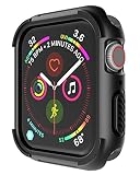 Case Compatible for Apple Watch 44mm Series 4, Seiaol Watch Case Protector Compatible iWatch Series 4 Scratch Resistant Shockproof TPU+PC Protective Bumper Cover for Apple Watch (Black)