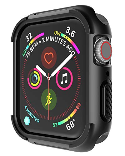 Case Compatible for Apple Watch 44mm Series 4, Seiaol Watch Case Protector Compatible iWatch Series 4 Scratch Resistant Shockproof TPU+PC Protective Bumper Cover for Apple Watch (Black)