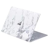 MasiBloom Top Side Laptop Sticker Decal for 13" 13.5 inch Microsoft Surface Laptop 3 & 2 & 1 (2019/18/17 Released) Anti Scratch Skin, Not Compatible with Surface Book (Marble-White with Black)