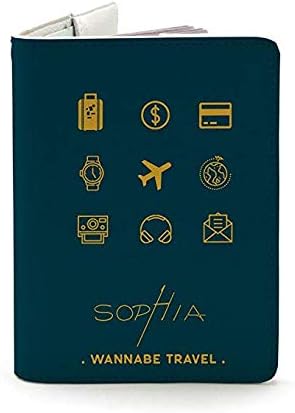 Leather Passport Cover - Passport Holder Case for Men & Women - Wanderlust Collection - Travel Gift (Wannabe Travel - Dark Blue)