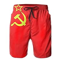 VVGHOPOI Flag of The Soviet Union Mens Lightweight Swimwear Board Short White