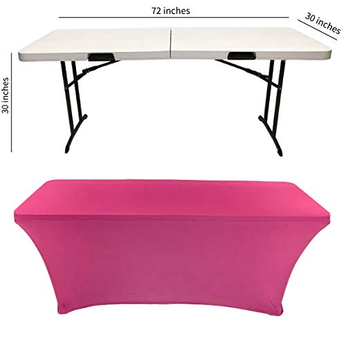 CB Accessories Stretch Table Cover 6ft Rectangular Fitted Spandex Full Length Tablecloth for Standard Folding Tables, Wedding Decorations, Catering Supplies and Holiday Party (6 ft, Fuchsia)