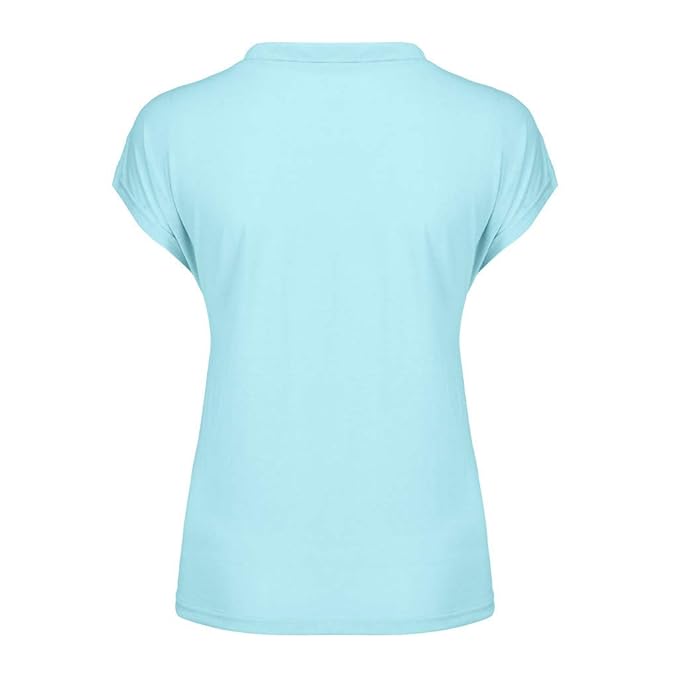 Moserian Damen T-Shirt Mode Solide Oansatz Tanz Kurzarm Sport Rüschen T-Shirt Top