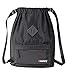 Drawstring Backpack Bag String Sackpack Gymsack Waterproof Sports Gym Cinch Sack (Black)