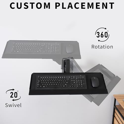 MOUNT-VWKB1 Support mural pour écran simple avec bras pneumatique et plateau de clavier réglable en hauteur, VESA max 100 x 100 mm, noir