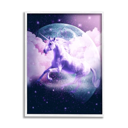 Stupell Industries Unicorn in Outer Space Framed Giclee Art by Random Galaxy