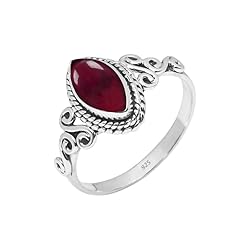 Rubicrafts Garnet Stone Ring 925 Sterling Silver