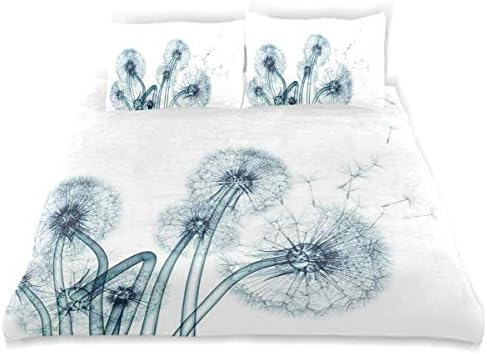 YOLIKA Duvet Cover Set Unusual Image of Dandelions Simple Background Uv Style Negative Nature Decorative 3 Piece Bedding Set with 2 Pillow Shams King Size
