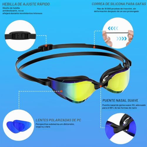 Seaflar Swimming Goggles Polarized Anti-fog UV400 Protection, Adjustable Silicone Strap – Professional for Adults & Teens, Water Sports Men Women