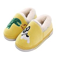 Cute Dinosaur Slippers Kids/Toddlers/Adult Family Cartoon Winter Warm House Slippers Booties Yellow 8-9 B(M) US Toddler