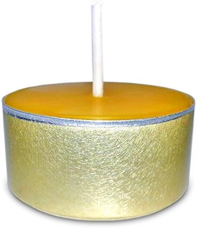 100 % beeswax tealights in gold aluminium cups, pack of 22