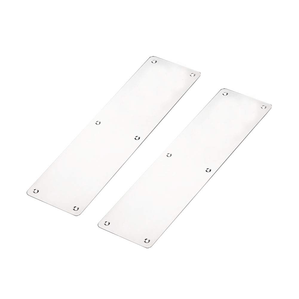 Door Finger Push Plate, Pack of 2 KAIISSA Fire Door Finger Plate/Push Plate 300 x 80mm Stainless Steel Brushed Plate Door/Bottom Door Protection with Holes and Screws - Square Corner