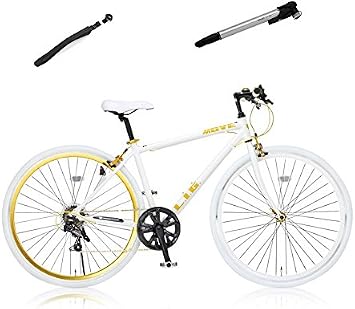 Amazon Lig リグ クロスバイク 700c シマノ7段変速 サムシフター 前輪クイックリリース 前後キャリパーブレーキ Lig Move ホワイト ポンプ フェンダー付き 36155 リグ Lig クロスバイク