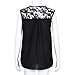 Flank Women Summer Sleeveless Lace Splice Chiffon Vest Tank Tops (S, Black)