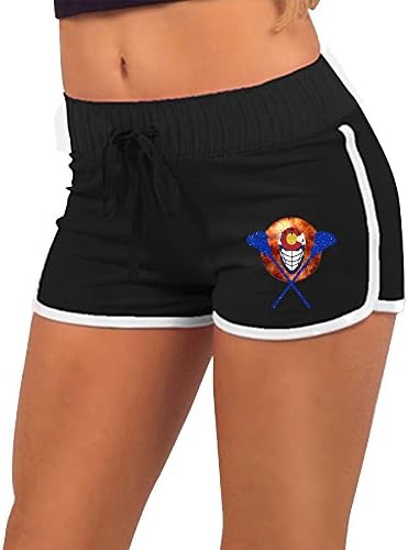 Lacrosse Sticker With Colorado Funny Women Running Yoga Gym Workout Athletic Sport Waistband Shorts Pants