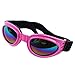 QUMY Dog Sunglasses Dog Goggles for Medium Large Breed Dogs, Wind Dust Fog Protection Eye Wear Pet Glasses with Adjustable Strap for Motorcycle Car Driving Bike Riding Hiking Swimming Over 15lbs Pink