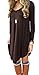 DEARCASE Women's Irregular Hem Long Sleeve Casual T Shirt Flowy Short Dress Coffee XL