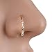 Qiaoying Gold Thin Four Diamond Clear Crystal Nose Ring Stud Hoop-Sparkly Crystal Nose Ring
