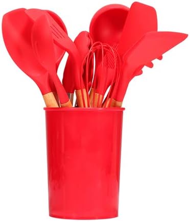 Amazon キッチンツール 調理器具 11点セット キッチン用品 木柄シリカゲルの調理器具は鍋の調理器具 レッド Davo ツールセット 通販
