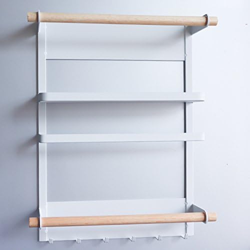 Magnet Refrigerator Rack - Japanese Kitchen Fridge Organizer Magnetic Storage Shelf Paper Towel Holders (White)