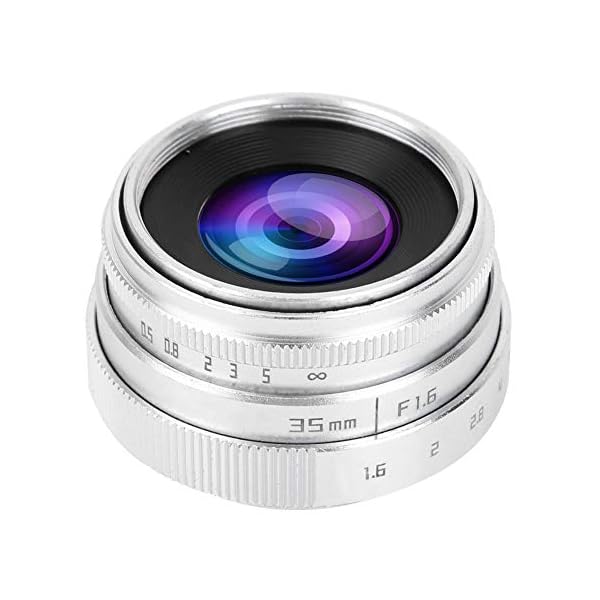 Kameraobjektiv, 35 mm F1.6 CCTV C-Mount Manuelles Digitales Objektiv mit Fester Apertur für Sony NEX, M4/3, FX(Silber)
