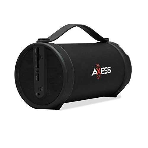 AXESS SPBT1033-BK Portable Bluetooth Indoor/Outdoor 2.1 Hi-Fi Cylinder Loud Speaker with Built-in 4