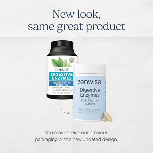Zenwise Health Digestive Enzymes, Probiotics, for Gut Health Bloat - 60 CT | Multi Enzymes, Probiotics, Bromelain, Papaya, DE111 Probiotics Prebiotics, Gas and Bloating Relief, Vegetarian