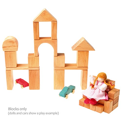 Grimms Natural Wood Geo Blocks Classic European Wooden Building