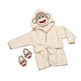 Sock Monkey Hooded Bath Robe Towel & Slipper Gift