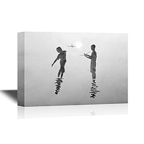 Canvas Wall Art - Two Boys Start Model Airplanes - Gallery Wrap Modern Home Art | Ready to Hang - 12x18 inches