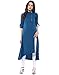 Janasya Indian Tunic Tops Crepe Kurti for Women (JNE1233-BLUE-KR-031-XL)