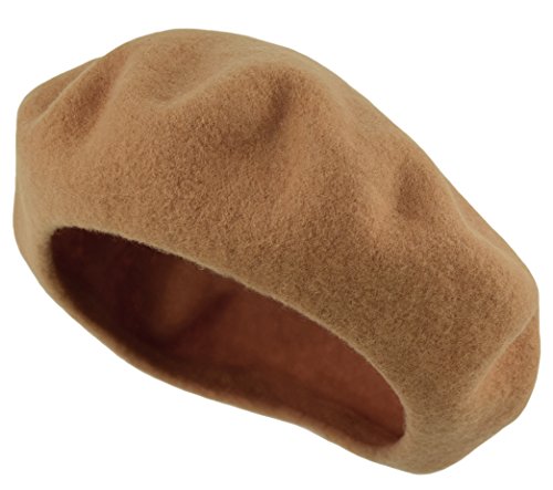 Women's Men's Solid Color Plain Wool French Beret One Size (Timber)
