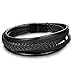 Jstyle Braided Leather Bracelet for Men Bangle Wrap Stainless Steel Magnetic-Clasp 8.5 Inch Black