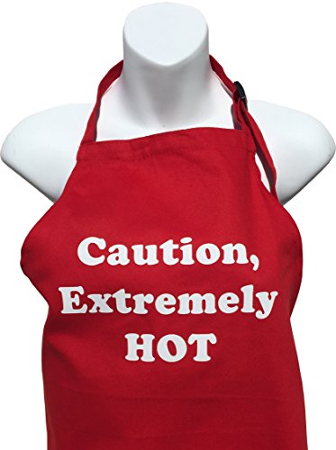 Bbqbud Mens Fun Grilling Apron Caution Extremely Hot (Red)