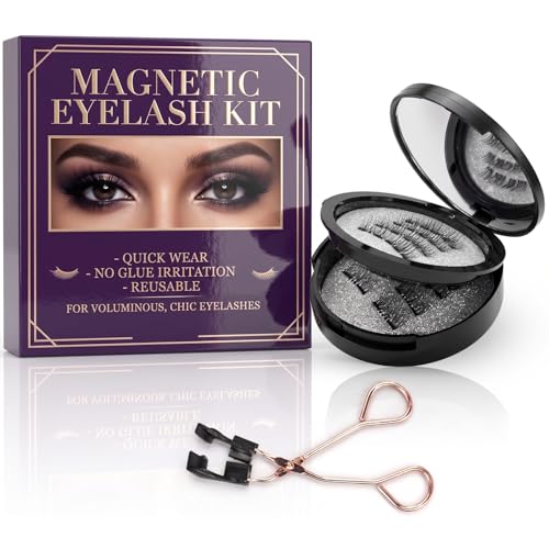 Magnetic Eyelashes Kit - 8 Pairs Magnetic Lashes Natural Look with Applicator - Reusable & No Glue Needed - 2 Natural Styles for Daily Makeup - Easy to Wear False Lashes