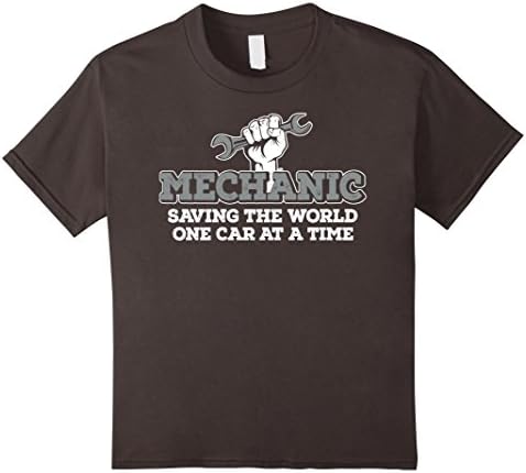 Kids Saving the World One Car at a Time - Funny Mechanic T-Shirt 10 Asphalt