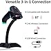 Tera Wireless Barcode Scanner Compatible with Bluetooth, Printed Digital 1D 2D QR Barcode Reader Scanner Handheld Bar Code Scanner Wireless for PC Laptop Smartphone Tablet with Hands-Free Stand, Blue