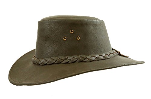 Kakadu Traders Lederhut Murray in braun mit geschwungener Krempe und geflochtenem Hutband | Herren Damen Größe | 2.Wahl – Bild 3